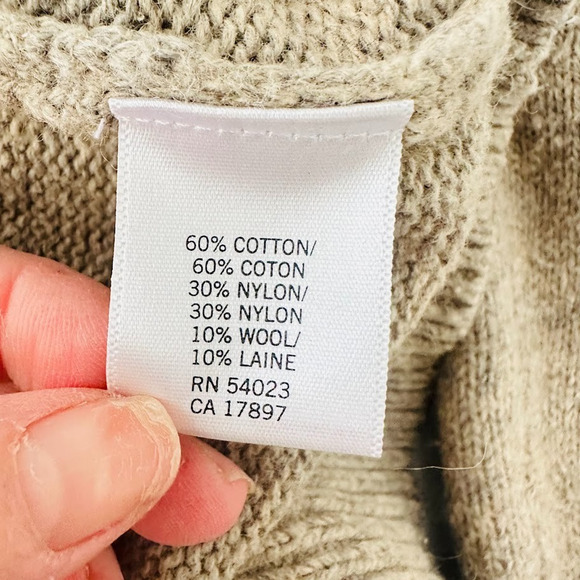 Banana Republic Sweater Men L Grey Cable Shawl Fisherman Cardigan Preppy Grandpa - Picture 6 of 7